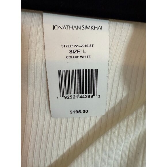 NWT Jonathan Simkhai White Ribbed Knit Cami Top Attached Long Sleeved Shrug Sz L - Picture 7 of 12